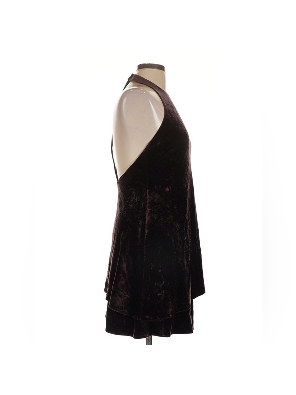 Vintage Ralph Lauren Velvet Cocktail Mini Dress Halter Open Back 90s Fit Flare 8 - Picture 4 of 9